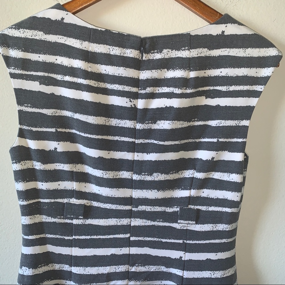 Calvin Klein White & Gray Striped Sheath Dress - Picture 8 of 9